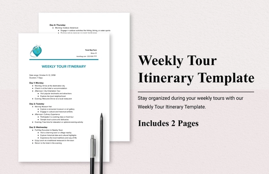 Weekly Tour Itinerary Template