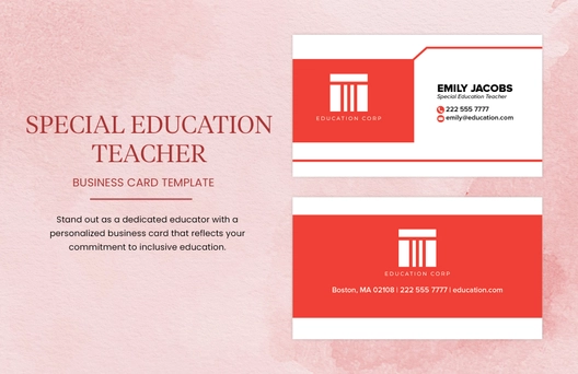 Special Education Teacher Business Card Template