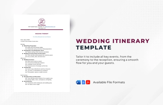 Wedding Itinerary Template
