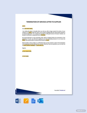Termination of Services Letter to Supplier