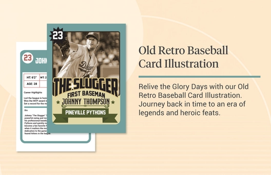 Old Retro Baseball Card Illustration