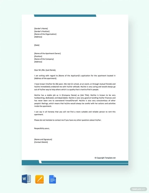 Reference Letter for Apartment
