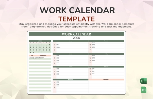 Work Calendar Template