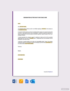 Resignation Letter Due to No Childcare