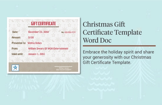 Christmas Gift Certificate Template Word Doc