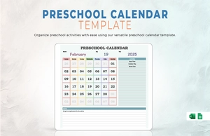 Preschool Calendar Template