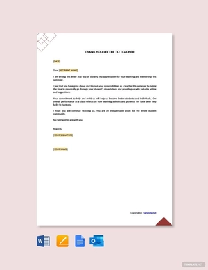Thank You Letter to Teacher from College Student