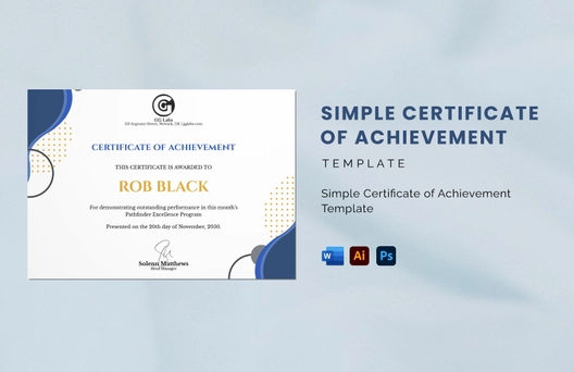 Simple Certificate of Achievement Template