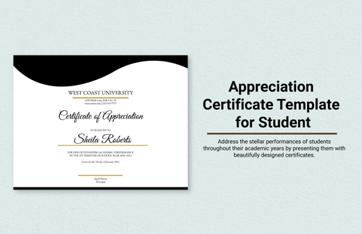 Appreciation Certificate Template for Student