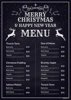 Chalkboard Christmas Menu Template