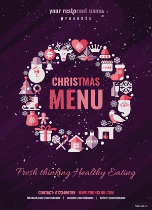 Watercolor Christmas Menu Template