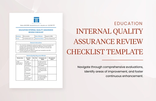 Education Internal Quality Assurance Review Checklist Template Education Internal Quality Assurance Review Checklist Template