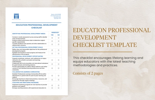 `Education Professional Development Checklist Template