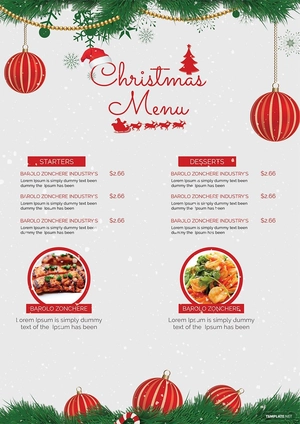 Snowflakes Christmas Menu Template