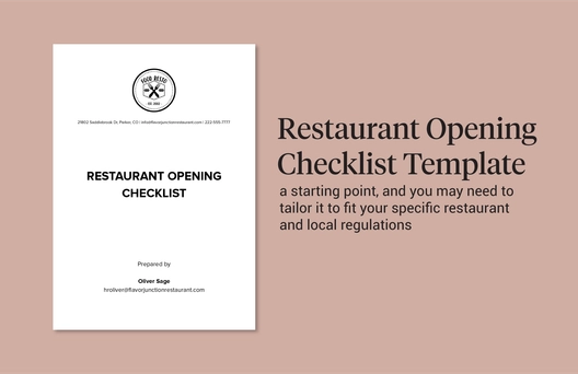 Restaurant Opening Checklist Restaurant Opening Checklist