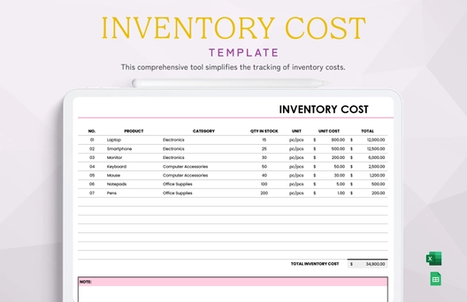 Inventory Cost Template
