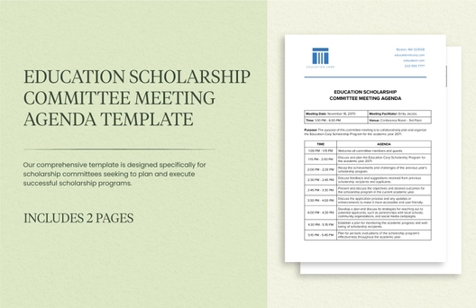 Education Scholarship Committee Meeting Agenda Template