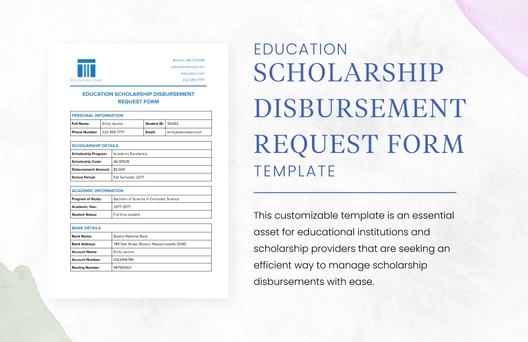 Education Scholarship Disbursement Request Form Template Education Scholarship Disbursement Request Form Template