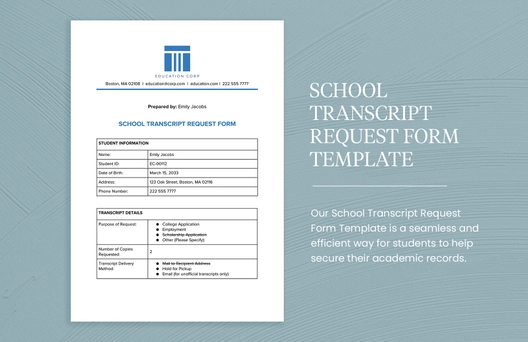 School Transcript Request Form Template