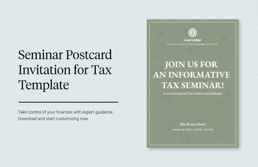 Seminar Postcard Invitation for Tax