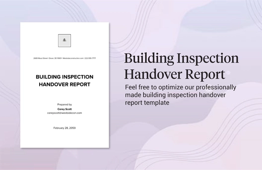 Building Inspection Handover Report