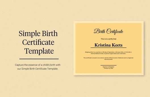 Simple Birth Certificate Template