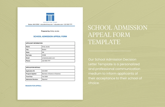 School Admission Appeal Form Template School Admission Appeal Form Template