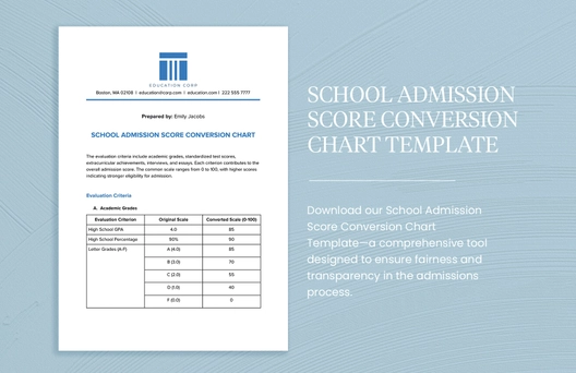 School Admission Score Conversion Chart Template School Admission Score Conversion Chart Template