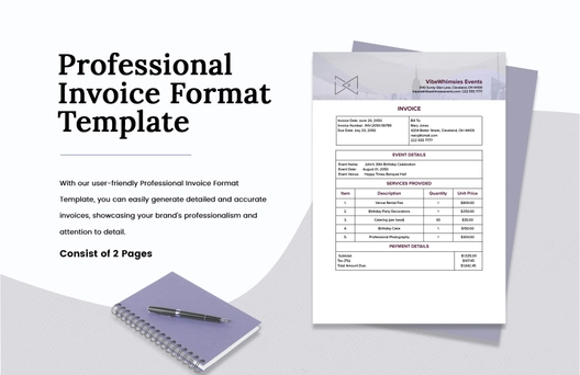 Professional Invoice Format Template