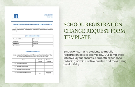 School Registration Change Request Form Template