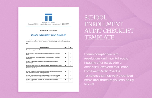 School Enrollment Audit Checklist Template