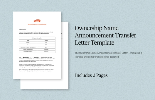Ownership Name Announcement Transfer Letter Template