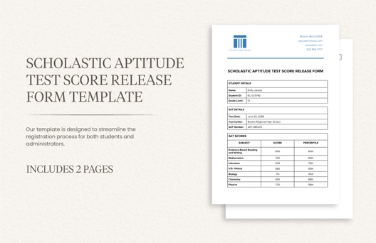 Scholastic Aptitude Test Score Release Form Template