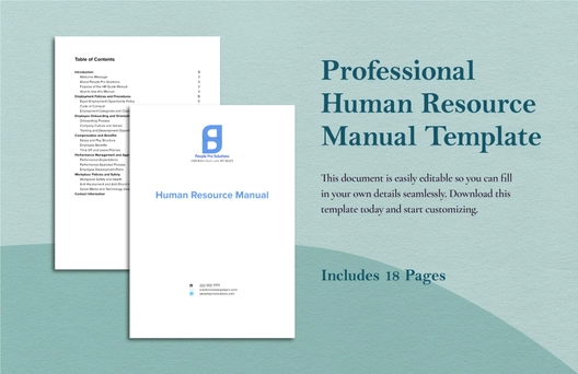 Professional Human Resource Manual Template