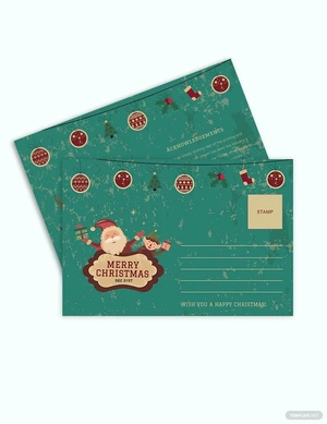 Vintage Christmas Postcard Template