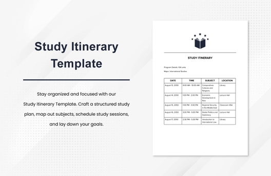 Study Itinerary Template