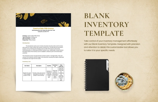 Blank Inventory Template