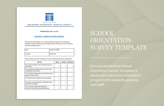 School Orientation Survey Template