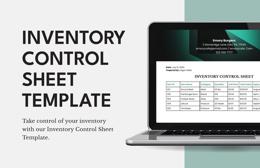 Inventory Control Sheet Template