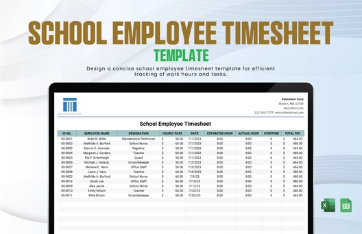 School Employee Timesheet Template