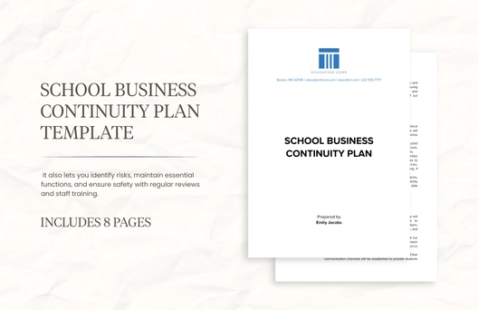 School Business Continuity Plan Template
