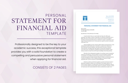 Personal Statement for Financial Aid Template