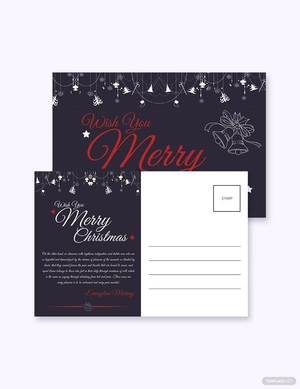 Elegant Merry Christmas Postcard Template
