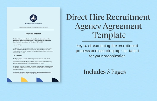 Direct Hire Recruitment Agency Agreement Template