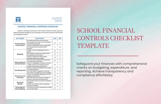 School Financial Controls Checklist Template