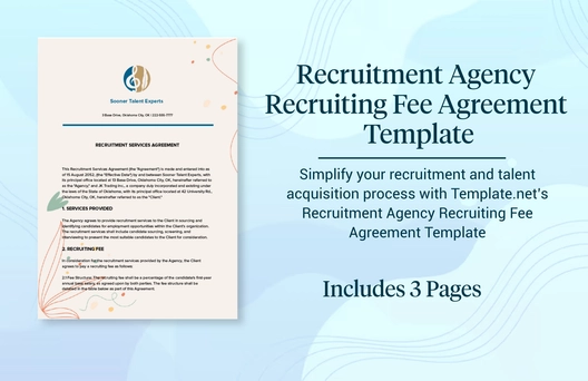 Recruitment Agency Recruiting Fee Agreement Template