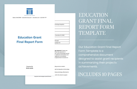 Education Grant Final Report Form Template