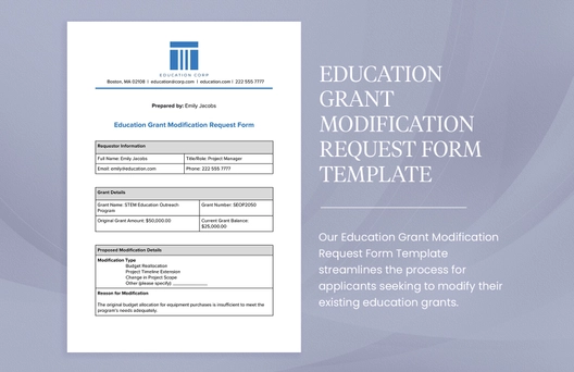 Education Grant Modification Request Form Template