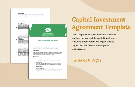 Capital Investment Agreement Template