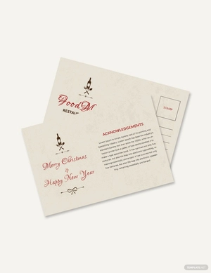 Restaurant Christmas Postcard Template